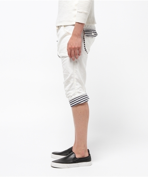 WEGO（ウィゴー）の「WEGO/ウエストリブクロップドパンツ（デニムパンツ・メンズ・ホワイト/ネイビー/ベージュ・MEDIUM/LARGE）」の4枚目の写真