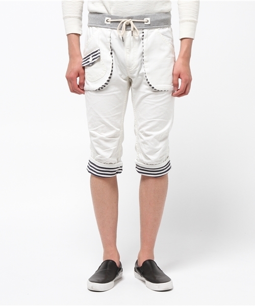 WEGO（ウィゴー）の「WEGO/ウエストリブクロップドパンツ（デニムパンツ・メンズ・ホワイト/ネイビー/ベージュ・MEDIUM/LARGE）」の6枚目の写真