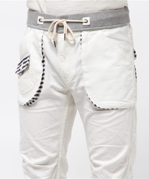 WEGO（ウィゴー）の「WEGO/ウエストリブクロップドパンツ（デニムパンツ・メンズ・ホワイト/ネイビー/ベージュ・MEDIUM/LARGE）」の7枚目の写真