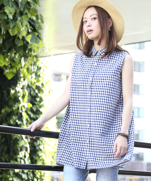 Denime(ドゥニーム)の「メンアサノースリーブワンピ-ス(ワンピース・レディース・サックスブルー/ブルー系その他/ホワイト・FREE)」の3枚目の写真