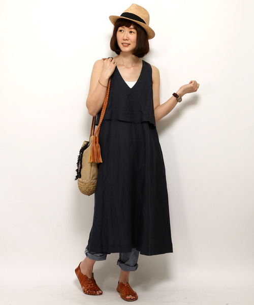 LBC（エルビーシー）の「BBリヨセルラミーローンVネックタンクワンピース（ワンピース・レディース・イエロー/ネイビー/ブラック・MEDIUM）」の14枚目の写真