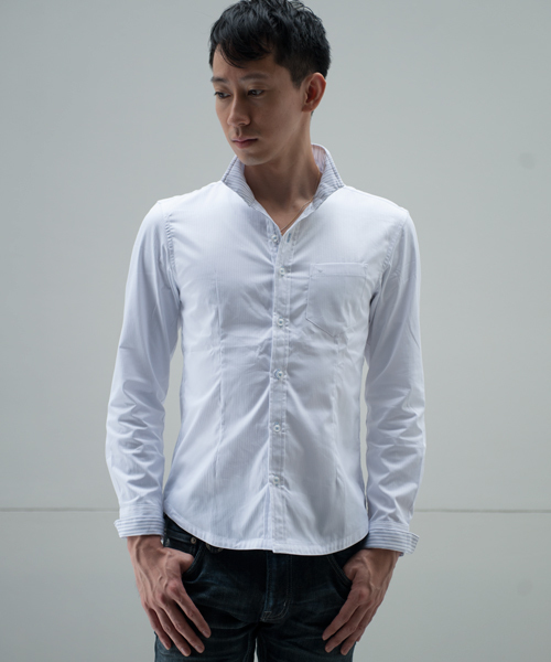 Buffalo Bobs（バッファローボブズ）の「MUSSEL(ムシェル）ホリゾンタルカラーシャツ（シャツ/ブラウス・メンズ・サックスブルー/ホワイト/ブルー・1/S/3/L/2/M）」の3枚目の写真