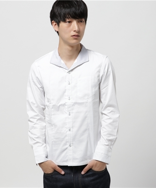 Buffalo Bobs（バッファローボブズ）の「MUSSEL(ムシェル）ホリゾンタルカラーシャツ（シャツ/ブラウス・メンズ・サックスブルー/ホワイト/ブルー・1/S/3/L/2/M）」の10枚目の写真