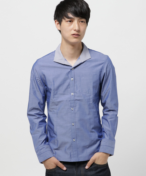 Buffalo Bobs（バッファローボブズ）の「MUSSEL(ムシェル）ホリゾンタルカラーシャツ（シャツ/ブラウス・メンズ・サックスブルー/ホワイト/ブルー・1/S/3/L/2/M）」の12枚目の写真