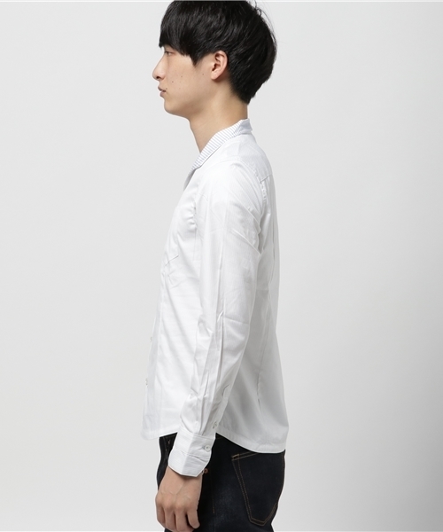 Buffalo Bobs（バッファローボブズ）の「MUSSEL(ムシェル）ホリゾンタルカラーシャツ（シャツ/ブラウス・メンズ・サックスブルー/ホワイト/ブルー・1/S/3/L/2/M）」の4枚目の写真