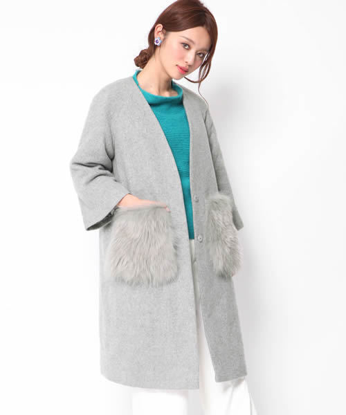 Queens Court クイーンズコート の ポケットファーコート その他アウター Wear Queens Court クイーンズコート の ポケットファーコート その他アウター Wear