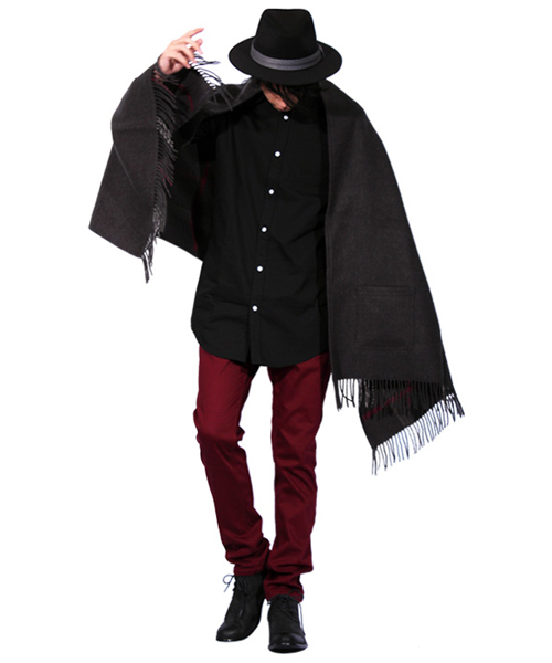 8(eight)(エイト)の「大判2WAYチェックポンチョ(ポンチョ・メンズ・ワイン/グレー/ベージュ/ブラック・FREE)」の21枚目の写真