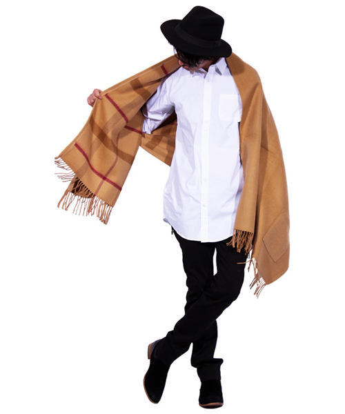 8(eight)(エイト)の「大判2WAYチェックポンチョ(ポンチョ・メンズ・ワイン/グレー/ベージュ/ブラック・FREE)」の22枚目の写真