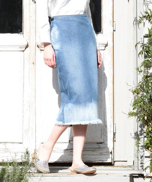 coen（コーエン）の「CONE DENIMロングタイトスカート（デニムスカート・レディース・コバルトブルー/ホワイト・MEDIUM/LARGE）」の2枚目の写真