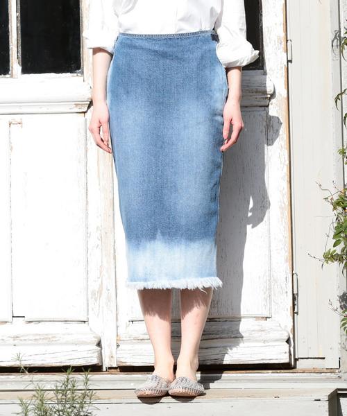 coen（コーエン）の「CONE DENIMロングタイトスカート（デニムスカート・レディース・コバルトブルー/ホワイト・MEDIUM/LARGE）」の3枚目の写真