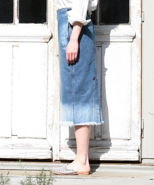 coen（コーエン）の「CONE DENIMロングタイトスカート（デニムスカート・レディース・コバルトブルー/ホワイト・MEDIUM/LARGE）」の4枚目の写真