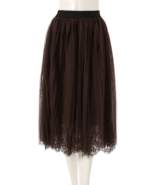 fifth（フィフス）の「プリーツレースミディスカート（スカート・レディース・ブラック/グレー/ブラウン/ベージュ・MEDIUM）」の3枚目の写真