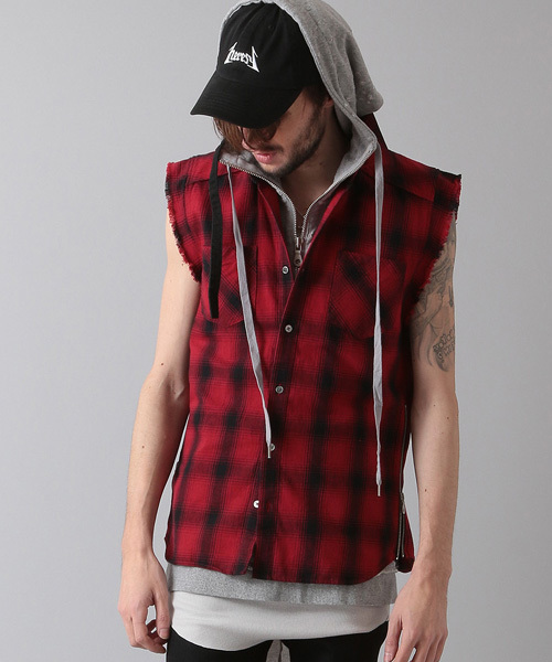 NO ID.（ノーアイディ）の「mhs995-CﾈﾙｵﾝﾌﾞﾚｰﾁｪｯｸｶｯﾄｵﾌｽﾘｰﾌﾞSH（シャツ/ブラウス・メンズ・グレー/ブルー/イエロー/グリーン/レッド・2/1）」の5枚目の写真