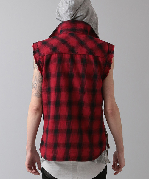 NO ID.（ノーアイディ）の「mhs995-CﾈﾙｵﾝﾌﾞﾚｰﾁｪｯｸｶｯﾄｵﾌｽﾘｰﾌﾞSH（シャツ/ブラウス・メンズ・グレー/ブルー/イエロー/グリーン/レッド・2/1）」の7枚目の写真