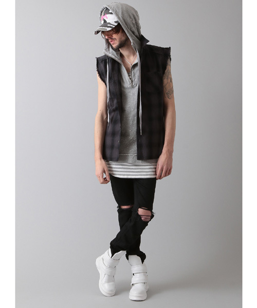 NO ID.（ノーアイディ）の「mhs995-CﾈﾙｵﾝﾌﾞﾚｰﾁｪｯｸｶｯﾄｵﾌｽﾘｰﾌﾞSH（シャツ/ブラウス・メンズ・グレー/ブルー/イエロー/グリーン/レッド・2/1）」の19枚目の写真