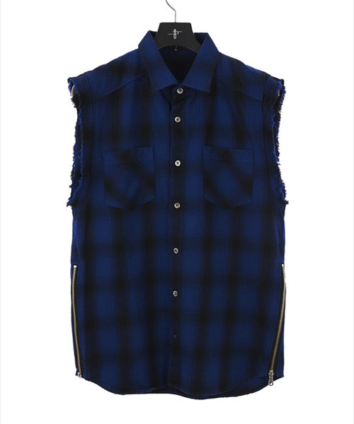 NO ID.（ノーアイディ）の「mhs995-CﾈﾙｵﾝﾌﾞﾚｰﾁｪｯｸｶｯﾄｵﾌｽﾘｰﾌﾞSH（シャツ/ブラウス・メンズ・グレー/ブルー/イエロー/グリーン/レッド・2/1）」の13枚目の写真