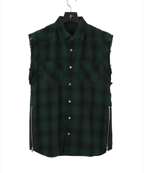 NO ID.（ノーアイディ）の「mhs995-CﾈﾙｵﾝﾌﾞﾚｰﾁｪｯｸｶｯﾄｵﾌｽﾘｰﾌﾞSH（シャツ/ブラウス・メンズ・グレー/ブルー/イエロー/グリーン/レッド・2/1）」の15枚目の写真