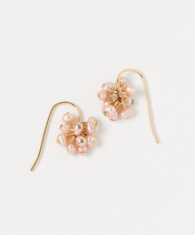 【i.o】ピンクパール花ピアス