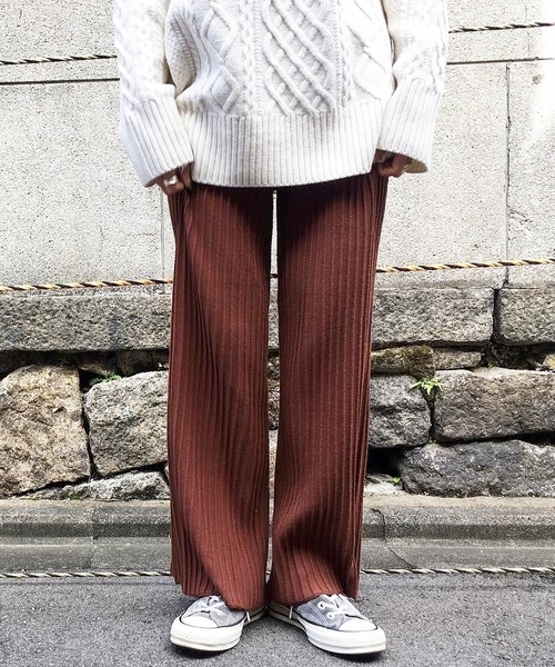 Ciaopanic チャオパニック の Newリブニットワイドパンツ その他パンツ Wear