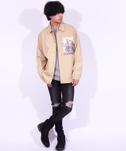 ８(eight)（エイト）の「コーチジャケット フォト バックプリント（ブルゾン・メンズ・ホワイト/ブラック/ベージュ・MEDIUM/LARGE）」の9枚目の写真