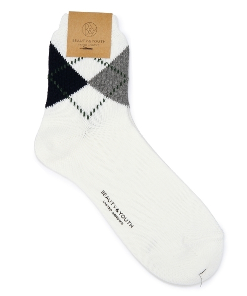 BEAUTY&YOUTH UNITED ARROWS（ビューティーアンドユースユナイテッドアローズ）の「BY　アーガイル クウォーターソックス（ソックス/靴下・メンズ・ホワイト/グレー・F）」の2枚目の写真