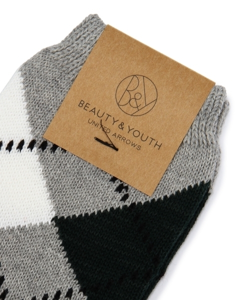 BEAUTY&YOUTH UNITED ARROWS（ビューティーアンドユースユナイテッドアローズ）の「BY　アーガイル クウォーターソックス（ソックス/靴下・メンズ・ホワイト/グレー・F）」の3枚目の写真