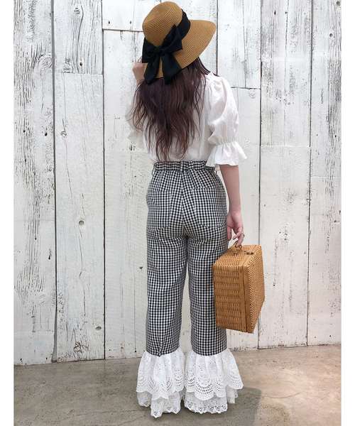 one after another NICE CLAUP（ワンアフターアナザーナイスクラップ）の「【Petite by NICE CLAUP】frill pants（その他パンツ・レディース・オフホワイト/ネイビー/チェック・FREE）」の13枚目の写真