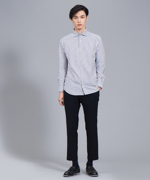 RECENCY OF MINE(リーセンシー オブ マイン)の「【Recency of Mine】コンパクトモックロディ太ストライプ(シャツ/ブラウス・メンズ・ネイビー/ブルー・44/46/48/50)」の3枚目の写真