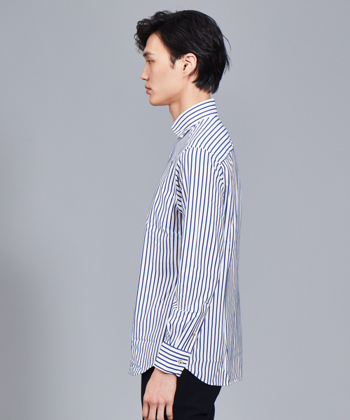 RECENCY OF MINE(リーセンシー オブ マイン)の「【Recency of Mine】コンパクトモックロディ太ストライプ(シャツ/ブラウス・メンズ・ネイビー/ブルー・44/46/48/50)」の4枚目の写真