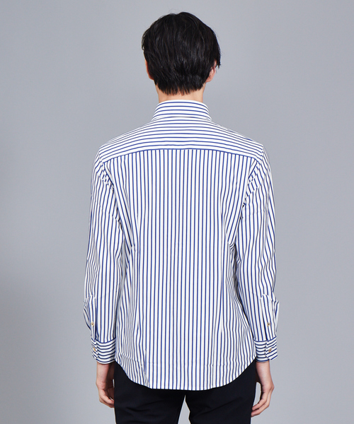 RECENCY OF MINE(リーセンシー オブ マイン)の「【Recency of Mine】コンパクトモックロディ太ストライプ(シャツ/ブラウス・メンズ・ネイビー/ブルー・44/46/48/50)」の5枚目の写真