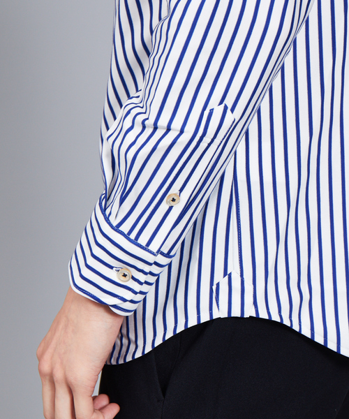 RECENCY OF MINE(リーセンシー オブ マイン)の「【Recency of Mine】コンパクトモックロディ太ストライプ(シャツ/ブラウス・メンズ・ネイビー/ブルー・44/46/48/50)」の9枚目の写真