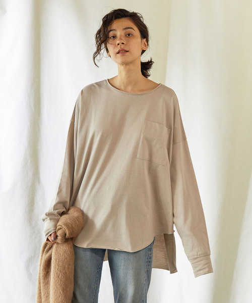 GALLARDAGALANTE(ガリャルダガランテ)の「オーバーポケットロンT【オンラインストア限定商品】(Tシャツ/カットソー)」|ライトグレー