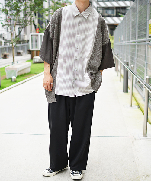 kutir(クティール)の「切り替えルーズシャツ(シャツ/ブラウス・メンズ・ネイビー/グレー・MEDIUM/LARGE)」の11枚目の写真