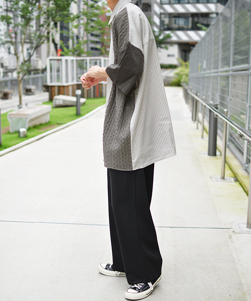 kutir(クティール)の「切り替えルーズシャツ(シャツ/ブラウス・メンズ・ネイビー/グレー・MEDIUM/LARGE)」の9枚目の写真