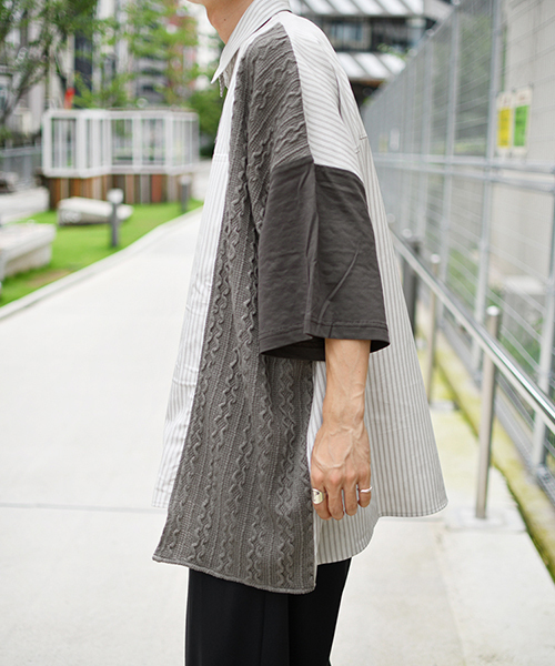 kutir(クティール)の「切り替えルーズシャツ(シャツ/ブラウス・メンズ・ネイビー/グレー・MEDIUM/LARGE)」の5枚目の写真