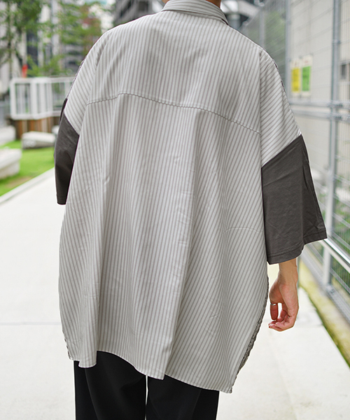 kutir(クティール)の「切り替えルーズシャツ(シャツ/ブラウス・メンズ・ネイビー/グレー・MEDIUM/LARGE)」の3枚目の写真