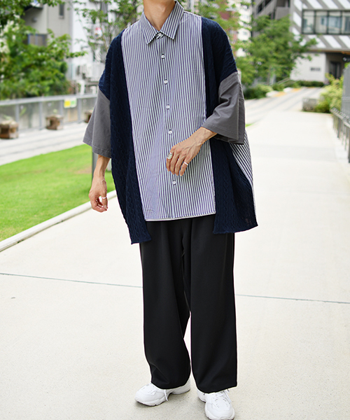 kutir(クティール)の「切り替えルーズシャツ(シャツ/ブラウス・メンズ・ネイビー/グレー・MEDIUM/LARGE)」の13枚目の写真