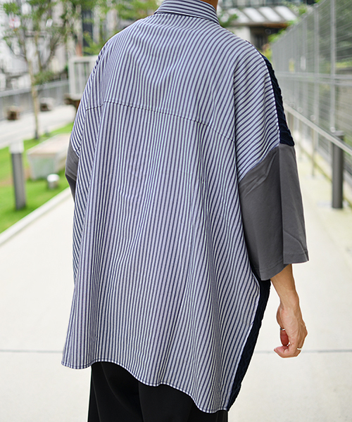 kutir(クティール)の「切り替えルーズシャツ(シャツ/ブラウス・メンズ・ネイビー/グレー・MEDIUM/LARGE)」の15枚目の写真