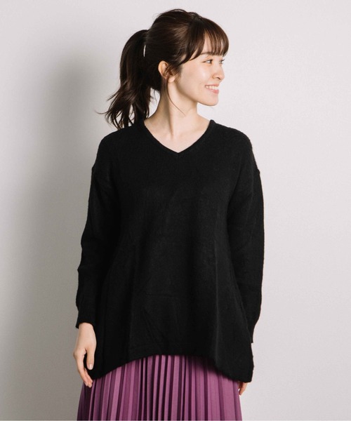 miniyu(ミニュウ)の「agp/アルパカ混Vチュニック(ag)(ニット/セーター・レディース・A/B/C/ベージュ・2/MEDIUM)」の3枚目の写真