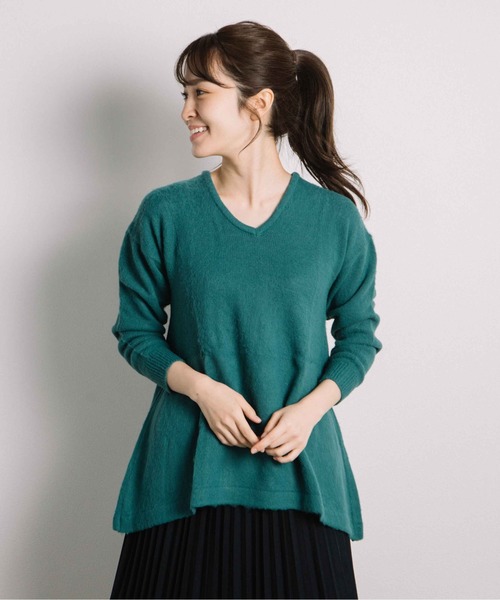 miniyu(ミニュウ)の「agp/アルパカ混Vチュニック(ag)(ニット/セーター・レディース・A/B/C/ベージュ・2/MEDIUM)」の4枚目の写真