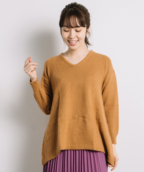 miniyu(ミニュウ)の「agp/アルパカ混Vチュニック(ag)(ニット/セーター・レディース・A/B/C/ベージュ・2/MEDIUM)」の12枚目の写真
