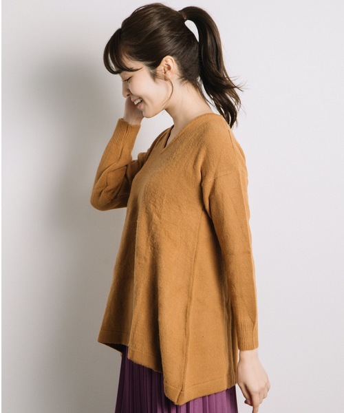 miniyu(ミニュウ)の「agp/アルパカ混Vチュニック(ag)(ニット/セーター・レディース・A/B/C/ベージュ・2/MEDIUM)」の9枚目の写真
