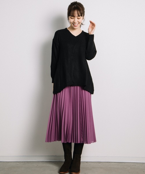 miniyu(ミニュウ)の「agp/アルパカ混Vチュニック(ag)(ニット/セーター・レディース・A/B/C/ベージュ・2/MEDIUM)」の8枚目の写真