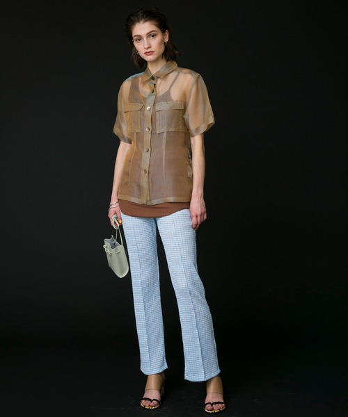 MAISON SPECIAL（メゾンスペシャル）の「シルクオーガンジーシャツ【MAISON SPECIAL/メゾンスペシャル】（シャツ/ブラウス・レディース・ベージュ/グリーン・FREE）」の5枚目の写真