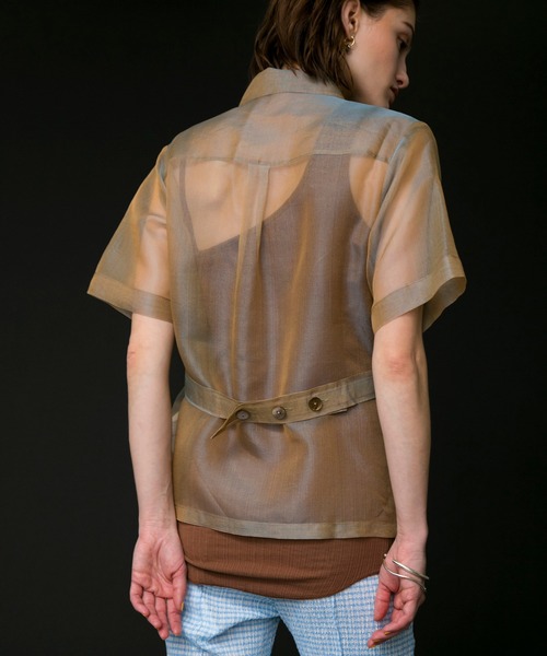 MAISON SPECIAL（メゾンスペシャル）の「シルクオーガンジーシャツ【MAISON SPECIAL/メゾンスペシャル】（シャツ/ブラウス・レディース・ベージュ/グリーン・FREE）」の8枚目の写真