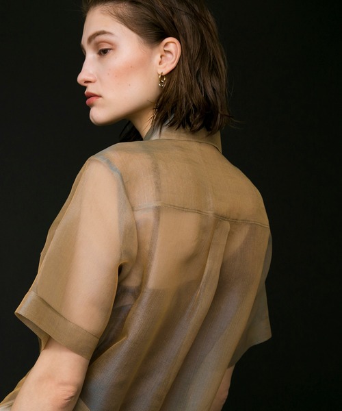 MAISON SPECIAL（メゾンスペシャル）の「シルクオーガンジーシャツ【MAISON SPECIAL/メゾンスペシャル】（シャツ/ブラウス・レディース・ベージュ/グリーン・FREE）」の11枚目の写真