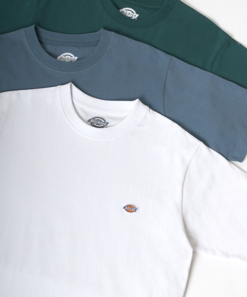 Dickies(ディッキーズ)の「Dickies/ディッキーズ ワンポイント ミニロゴ ワッペン 刺繍 半袖 Tシャツ/無地T(Tシャツ/カットソー・メンズ・ホワイト/ブラック/ダークグリーン/ベージュ/パープル/ブラウン/ダークブルー/グリーン/キャメル/スモークピンク/サックスブルー/ブルーグリーン・M/L/XL)」の2枚目の写真