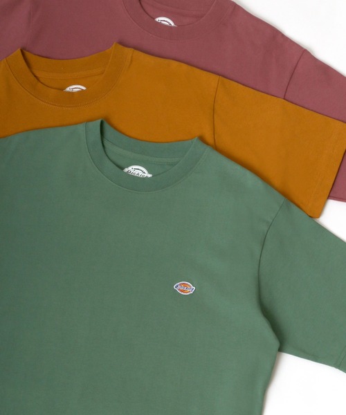 Dickies(ディッキーズ)の「Dickies/ディッキーズ ワンポイント ミニロゴ ワッペン 刺繍 半袖 Tシャツ/無地T(Tシャツ/カットソー・メンズ・ホワイト/ブラック/ダークグリーン/ベージュ/パープル/ブラウン/ダークブルー/グリーン/キャメル/スモークピンク/サックスブルー/ブルーグリーン・M/L/XL)」の6枚目の写真