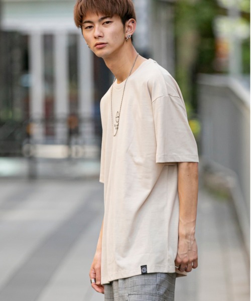 En serio TOKYO（エンソリオトーキョー）の「トレードマーク刺繍ロゴ ビッグシルエット Tシャツ（Tシャツ/カットソー・メンズ・ブラック/オフホワイト/サンドベージュ/スモークピンク/グレイッシュブルー・LL/S/M/L）」の15枚目の写真