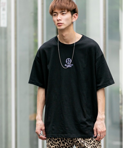 En serio TOKYO（エンソリオトーキョー）の「トレードマーク刺繍ロゴ ビッグシルエット Tシャツ（Tシャツ/カットソー・メンズ・ブラック/オフホワイト/サンドベージュ/スモークピンク/グレイッシュブルー・LL/S/M/L）」の22枚目の写真